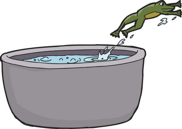 孤立的青蛙逃离热水图片下载