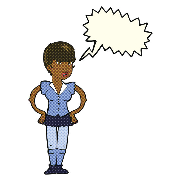 卡通女人手放在屁股上说话气泡图片下载