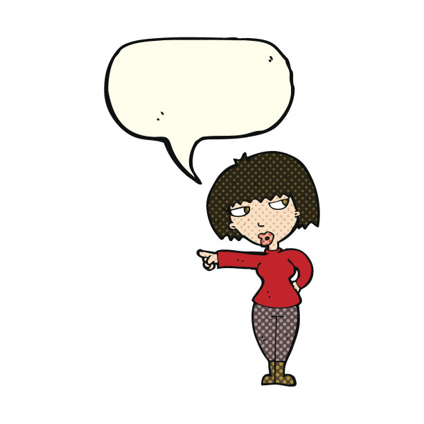 卡通恼火的女人指着语音泡泡图片下载