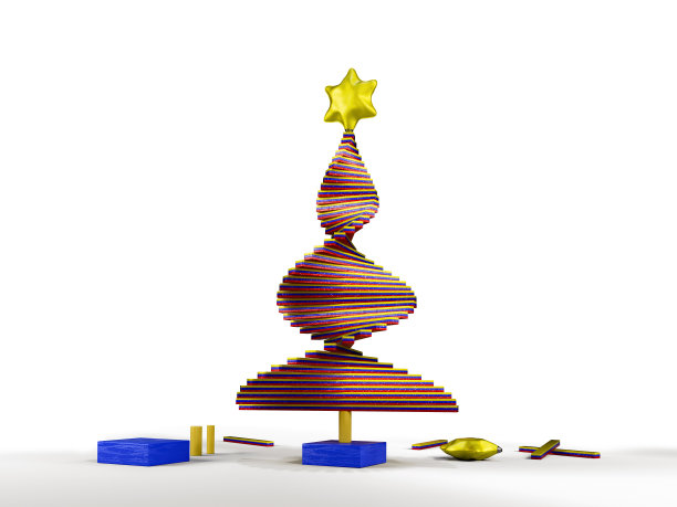 圣诞树和礼物在白色的背景图片下载