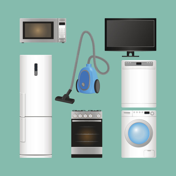 一套家用电器。现代化的厨房设备。图片下载