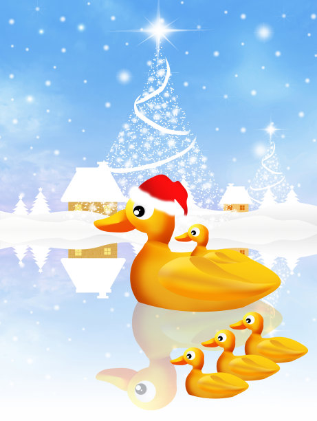 鸭子一家在圣诞节图片下载