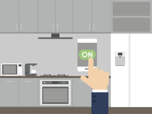 智能厨房技术概念与智能手机控制图片下载