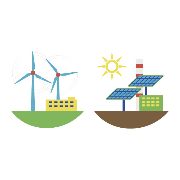可替代能源风力站矢量图。图片下载