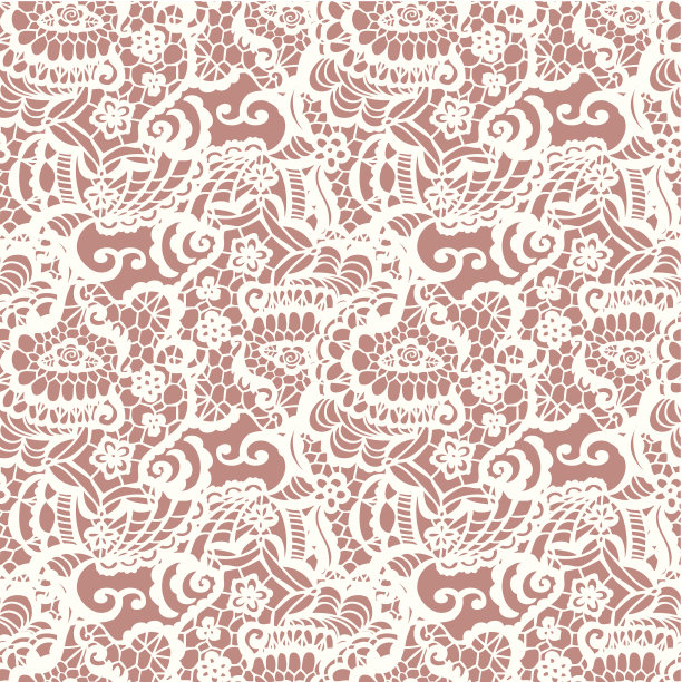 花边无缝图案与花素材图片