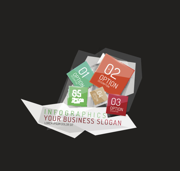 现代多边形折纸信息图图片下载