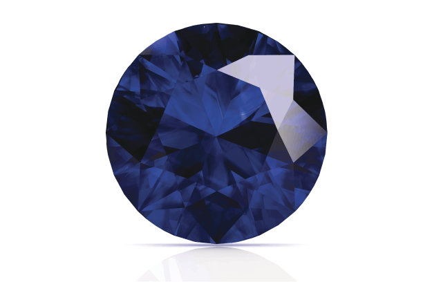 白色背景上的圆形切割蓝宝石图片下载