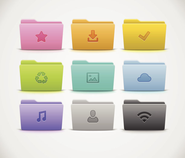 矢量不同类型的文件夹图片下载