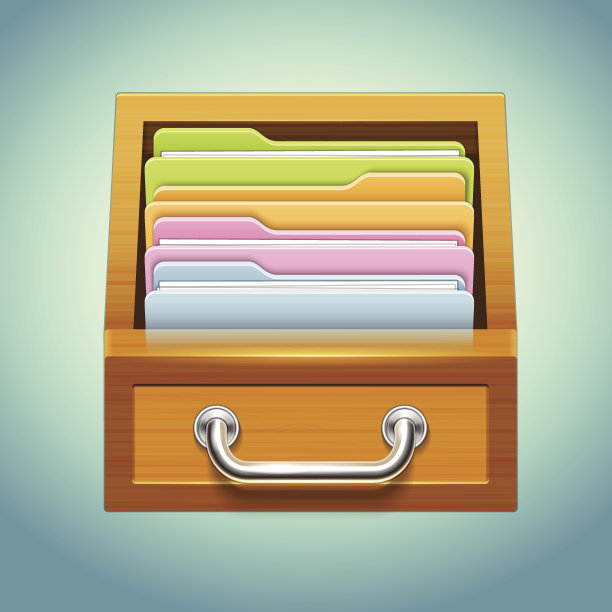 带有文件夹图标的矢量文件柜图片下载