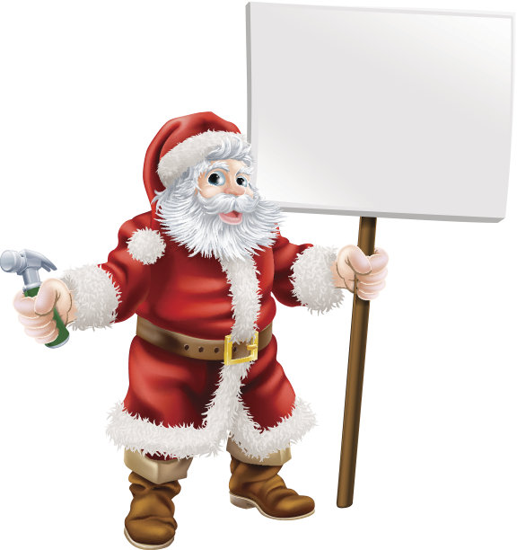 圣诞老人拿着锤子和标志图片下载
