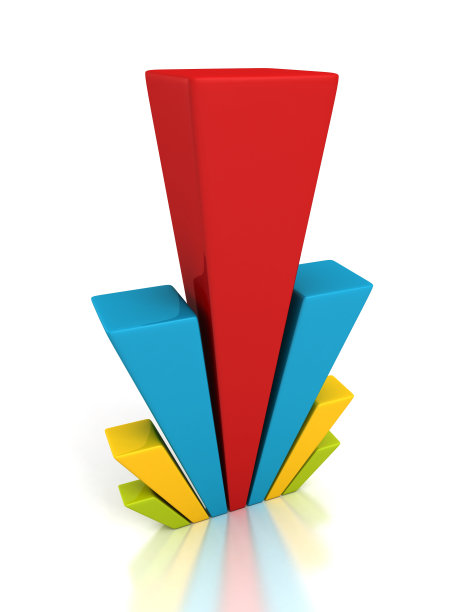 3d彩色商业条形图红色顶图片下载