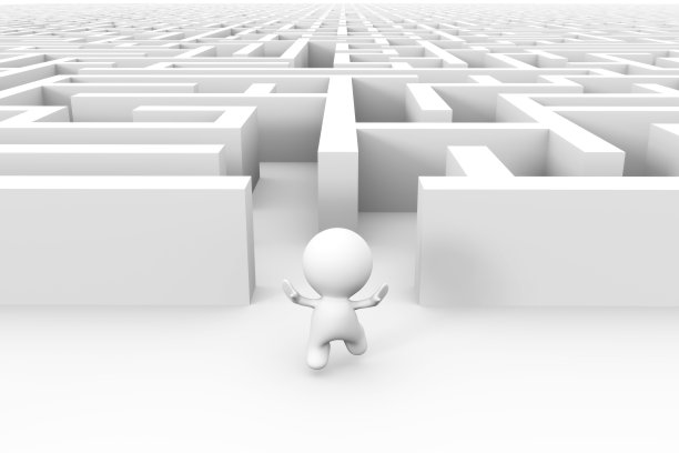 白色3d角色找到走出迷宫的出口图片下载