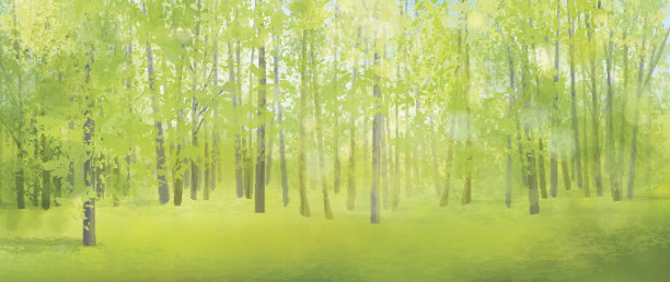 矢量春森林背景。素材图片