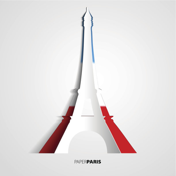 纸埃菲尔铁塔卡片-矢量插图图片下载