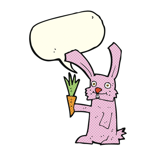卡通兔子配胡萝卜配语音泡泡图片下载