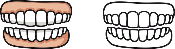 彩色和黑白牙齿着色书图片下载