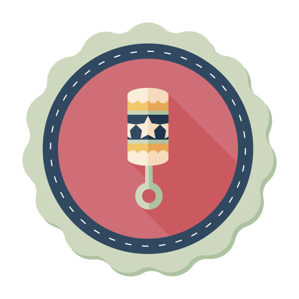 婴儿拨浪鼓图标与长影子，eps10图片下载