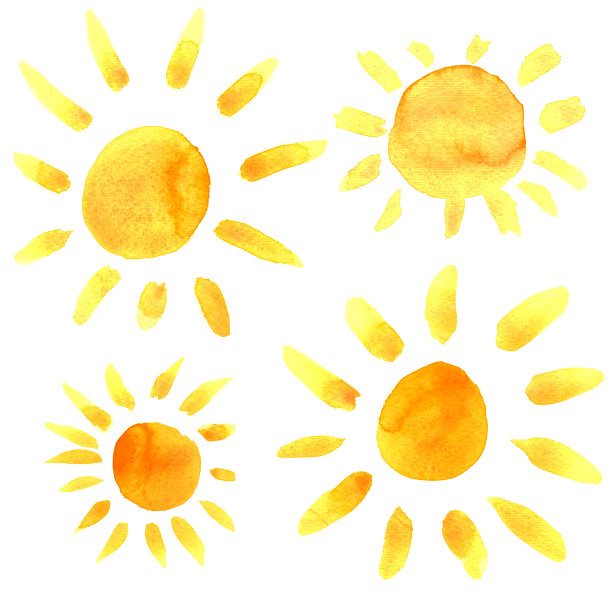 水彩设置太阳图片下载