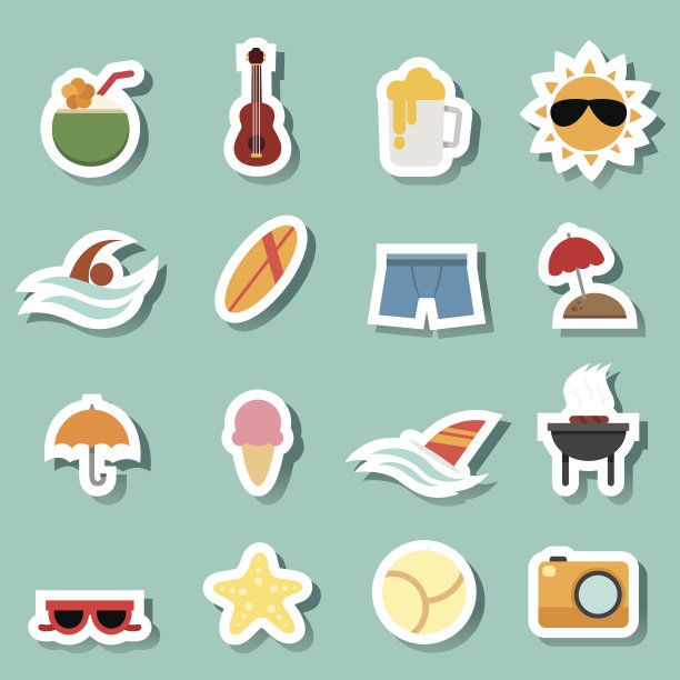 夏天图标矢量图片下载