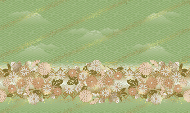 日式，花型，无缝图案。图片下载