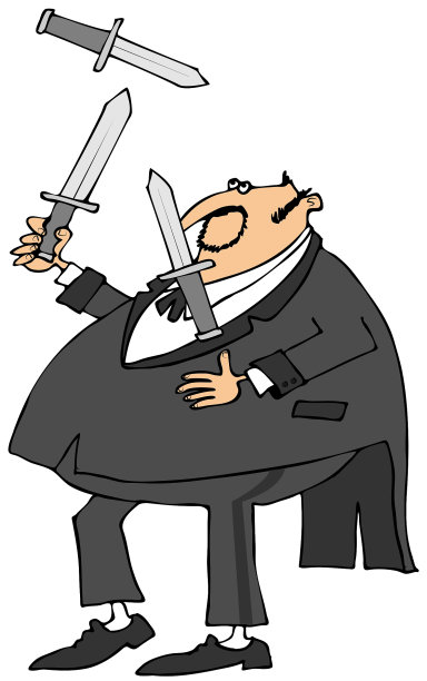 穿燕尾服的男人耍刀图片下载