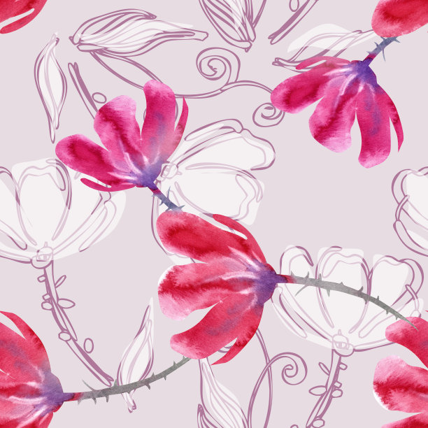 水彩花朵无缝图案图片下载