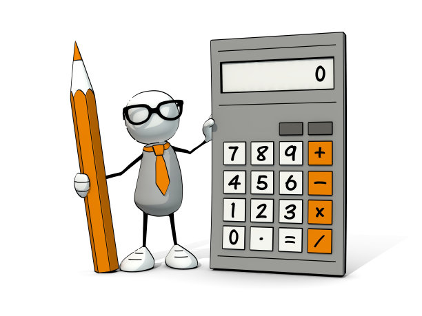 带着领带，戴着眼镜，带着计算器和铅笔的小个子男人图片下载