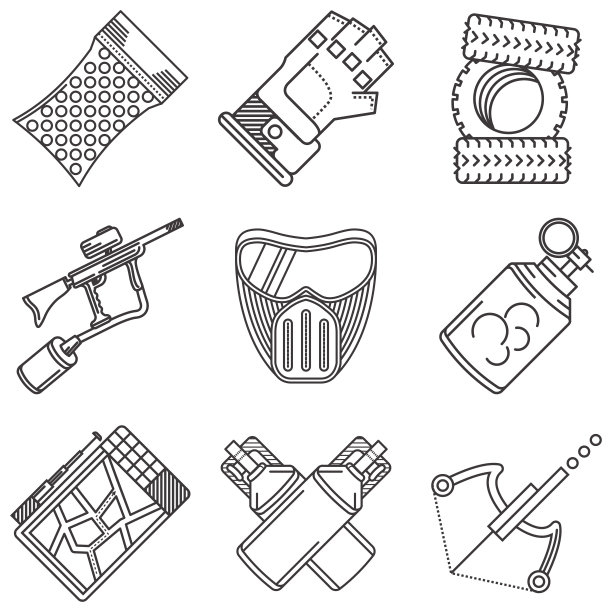 一组黑色线矢量图标为彩弹图片下载