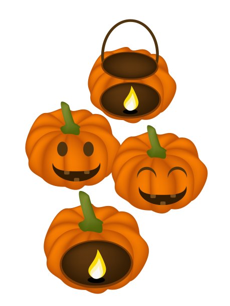四个南瓜灯南瓜里面有蜡烛灯图片下载