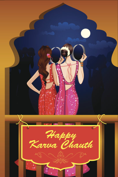 印度女士庆祝Karwa Chauth图片下载