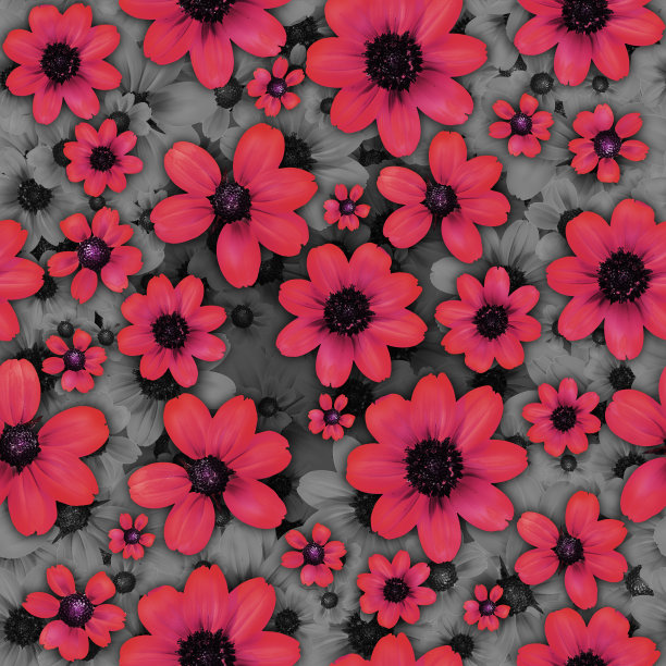 花黑色背景无缝背景图案。高分辨率图片下载