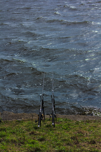 两根钓竿钓鱼图片下载