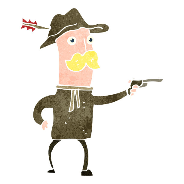 带枪的复古卡通牛仔图片下载