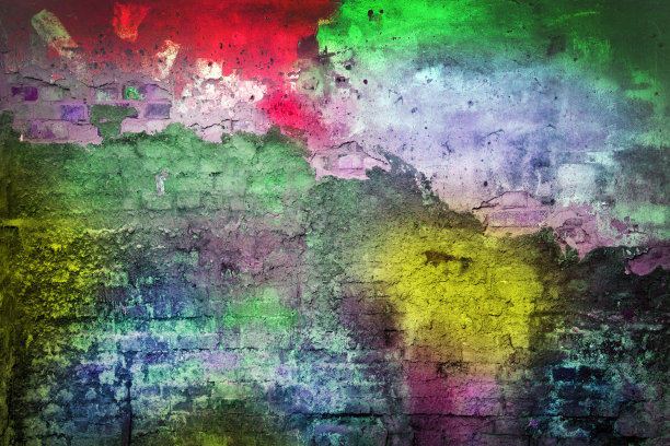 旧墙上鲜艳多彩的油漆斑点图片下载