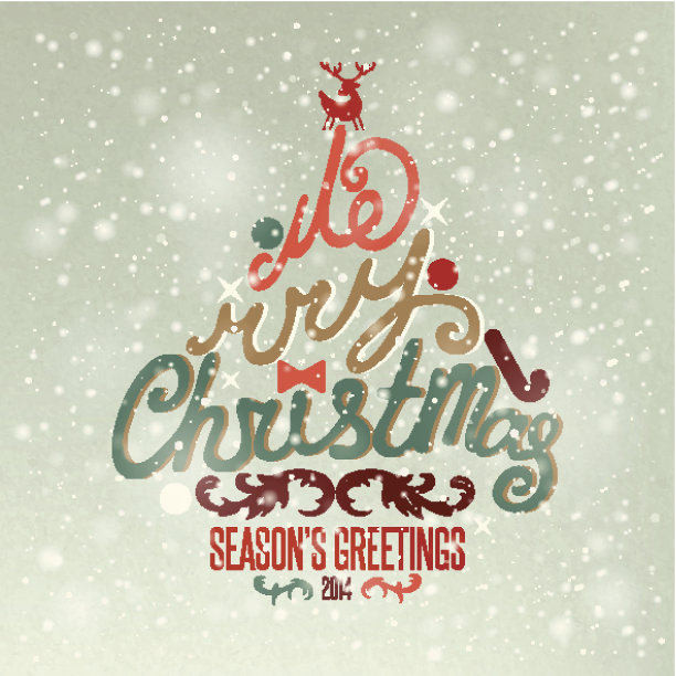 圣诞节复古贺卡图片下载