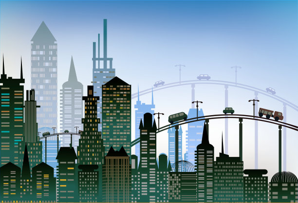 交通繁忙的城市道路和高速公路图片下载