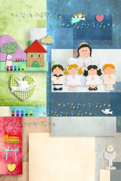 第一张圣餐天使和孩子的垂直邀请卡图片下载