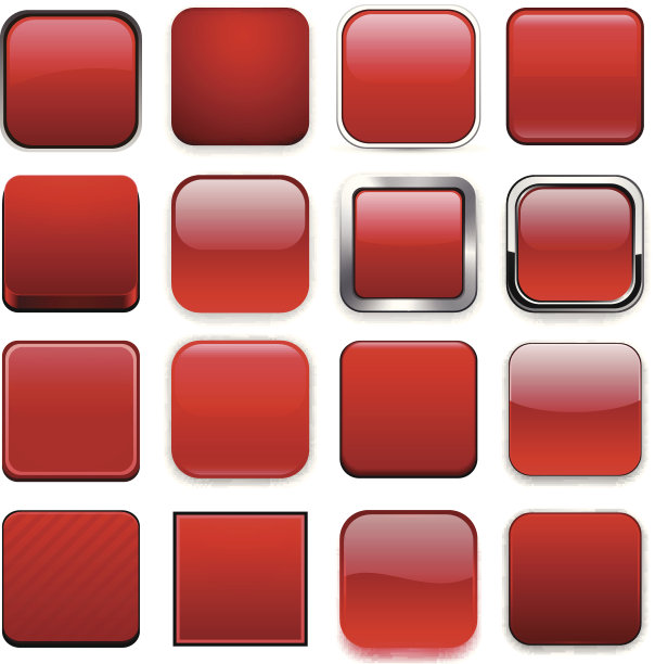 正方形的红色应用程序图标。图片下载