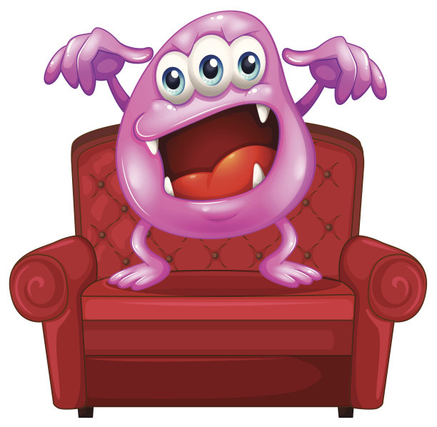 椅子上有个粉红色的怪物图片下载