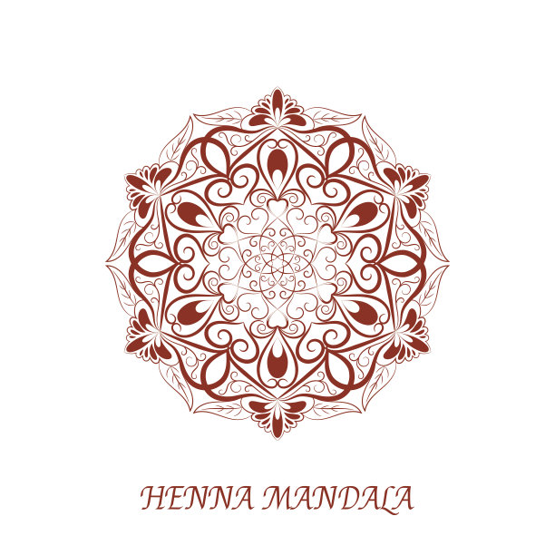 矢量指甲花颜色曼荼罗在白色图片下载