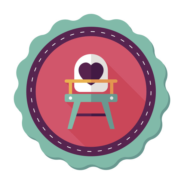 婴儿高椅子的图标与长影子，eps10图片下载