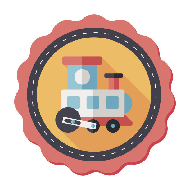 火车玩具平面图标与长影子，EPS 10图片下载