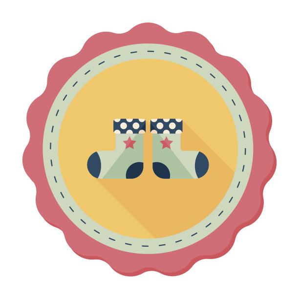 婴儿长袜扁平图标与长影子，eps10图片下载