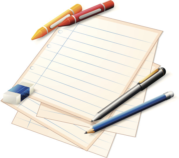 纸上有蜡笔和铅笔图片下载