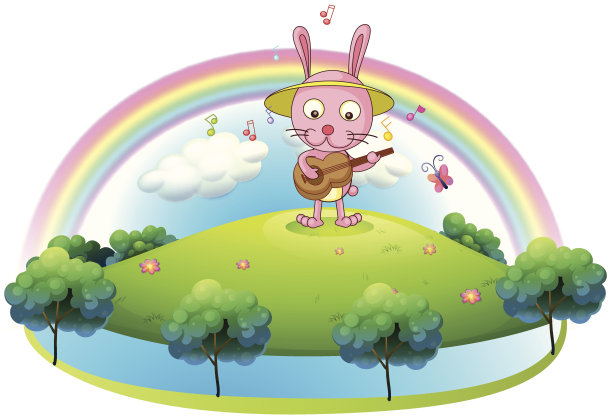 小兔子在山上弹吉他图片下载