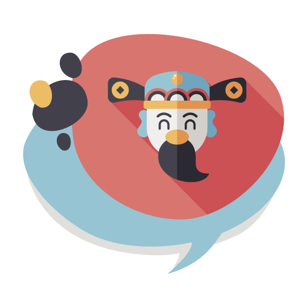 中国新年扁平图标与长影子，eps10图片下载