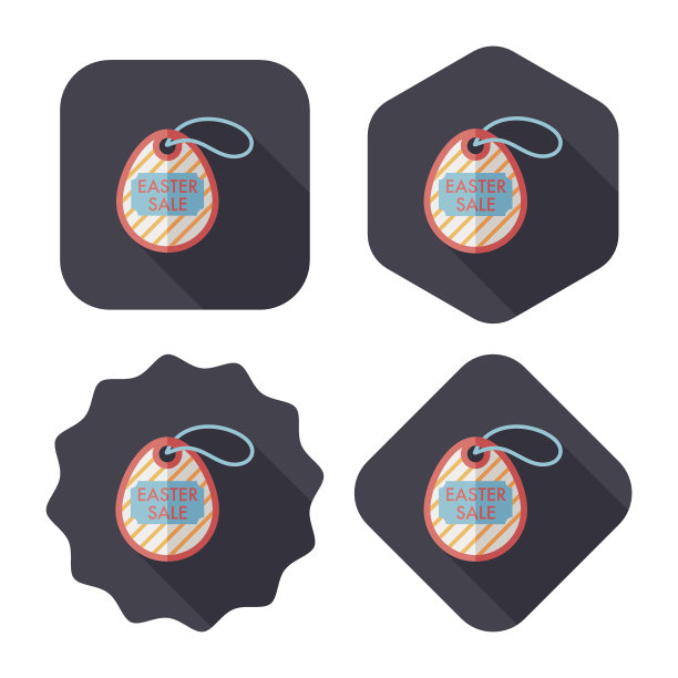 复活节蛋平图标与长影子，eps10图片下载