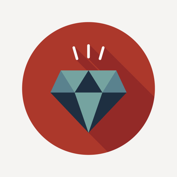 钻石平面图标与长影子，eps10图片下载