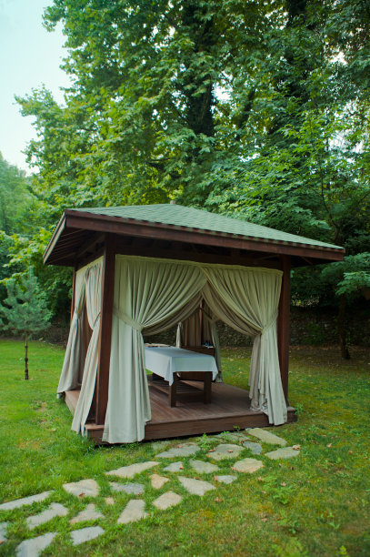 森林中的温泉亭图片下载