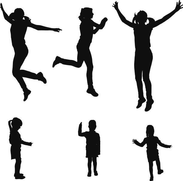 一个带孩子的女人的矢量剪影。图片下载